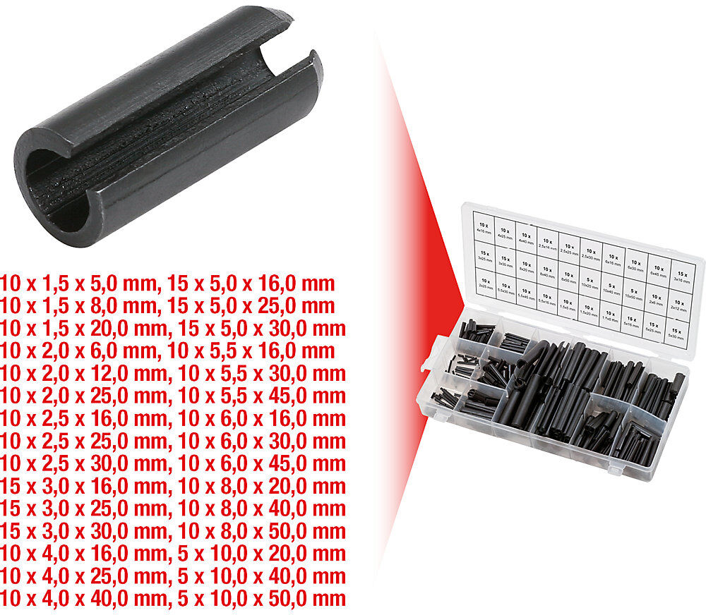Sortiment Hohlspannstifte, 315 Teile, DIN 1481 KS Tools