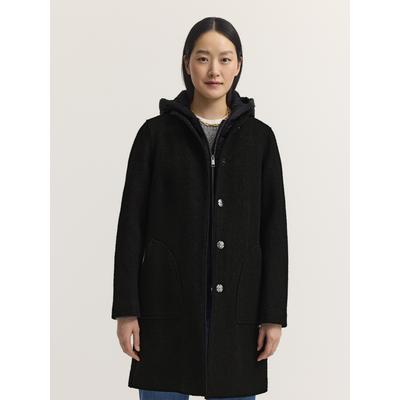 Kurzmantel BUGATTI "Regular Fit", Damen, Gr. 34, schwarz (290, schwarz), 100% Wolle, unifarben, regular fit, Mäntel Kurzmantel, Regular Fit Schurwolle Westeneinsatz