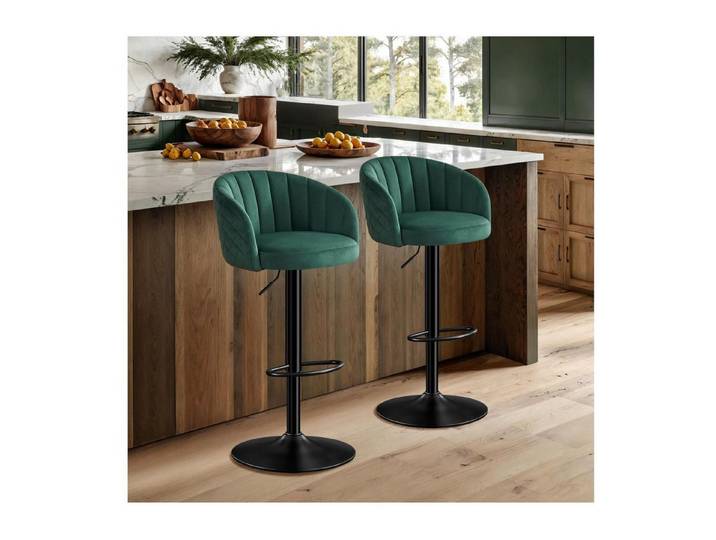 LuxusKollektion Barhocker Barhocker Höhenverstellbar Lehne Drehbar Belastbar 150kg Grün