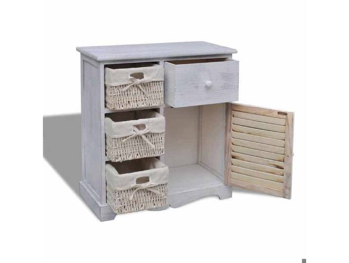 Autumn Mega Sale Buffet commode haut - Vidaxl - pour salon - Armoire en bois 3 paniers gauches en tissage Blanc FR29421777887