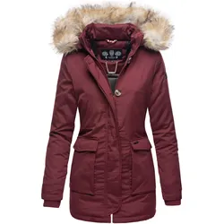 NAVAHOO Damen Designer Wintermantel Parka mit edlem Fellimitat Schneeengel