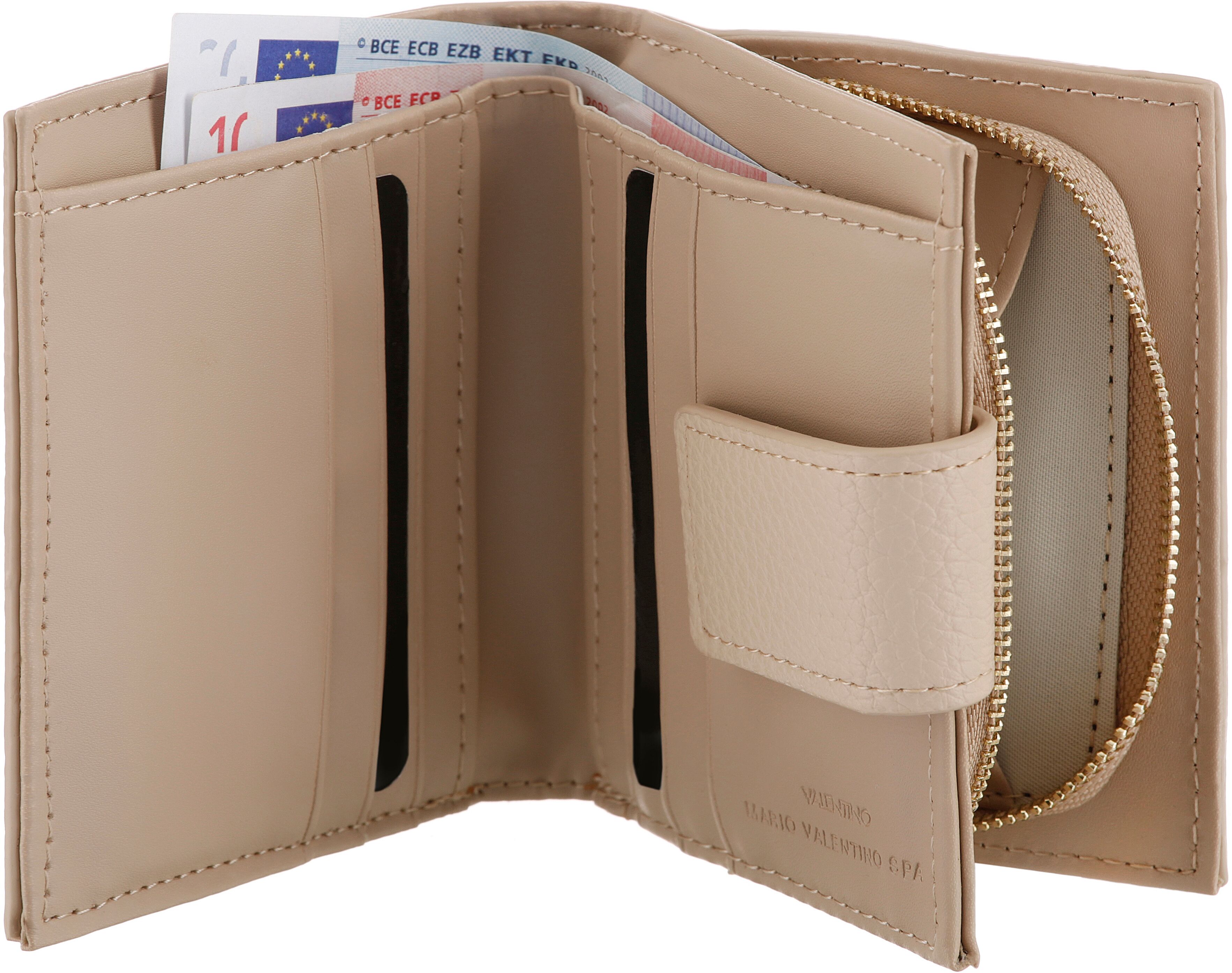 Geldbörse VALENTINO BAGS "ALEXIA", Damen, beige (ecru), Lederimitat, unifarben, Kleinlederwaren Geldbörse, Damen Portemonnaie, Geldbeutel, Money Pocket mit Münzfach ecru Einheitsgröße