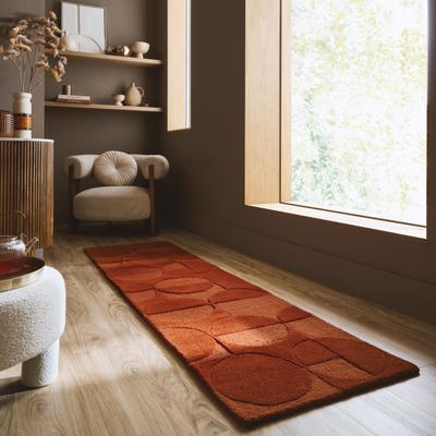 Teppich FLAIR RUGS "GIGI", orange (terrakotta), B:60cm H:8mm L:230cm, Wolle, Teppiche, Teppich, aus 100% Wolle, geometrisches Design, fußbodenheizungsgeeignet