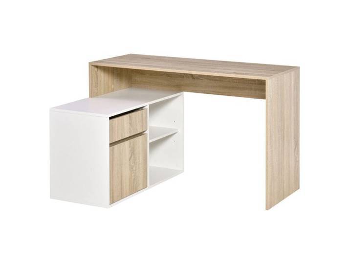 FSX Bureau d'angle bureau d'angle pour ordinateur idéal pour chambre ou bureau bureau gain de place en bois chêne et blanc