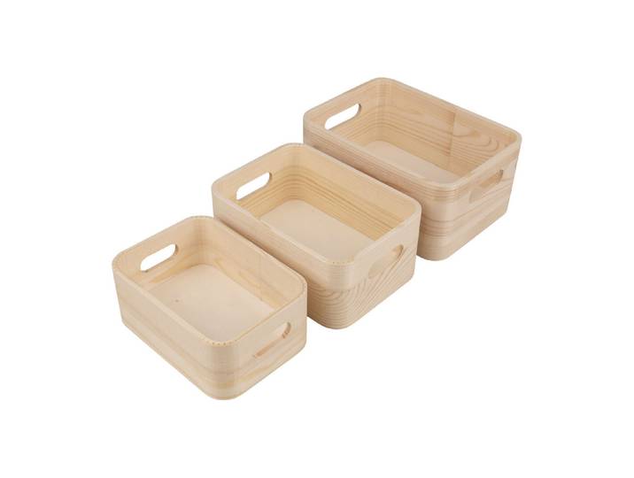Holz Kisten Set, FSC 100%, 22x16x10+19,5x14x8,5+17x12x7cm, 3tlg.