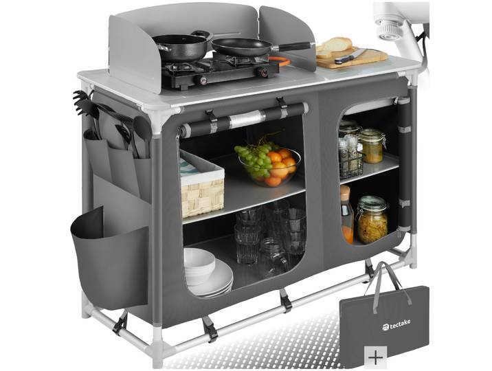 Aluminium Campingküche 116x52x107cm - grau