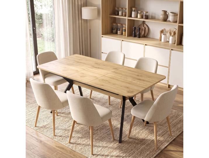 HOMCOM Table Extensible 4-6 Pers. 130-170cm Rectangulaire Chêne