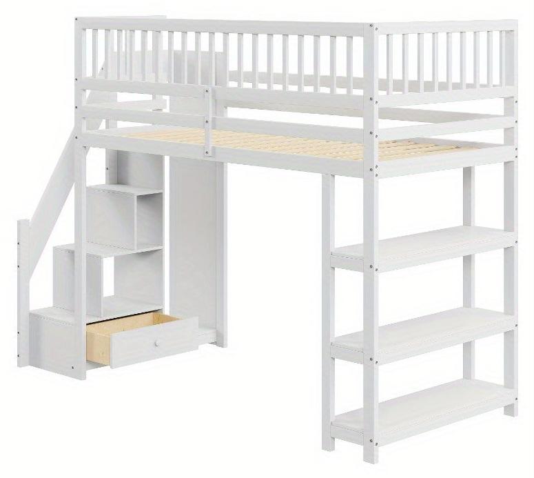 Etagenbett 90x200 cm - Multifunktionales Kinderbett und Stockbett - Mit integriertem Kleiderschrank und Sicherheitsleiter