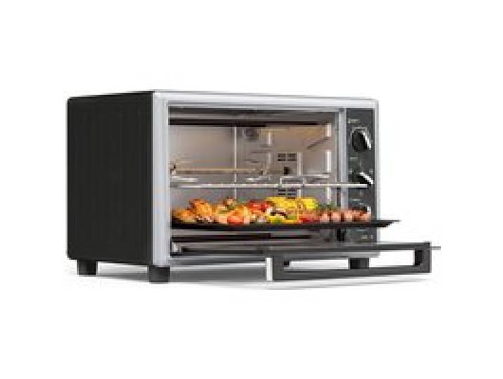Mini four électrique 46 l 1800 W chaleur tournante et rôtissoire intérieur galvanisé noir à poser en cuisine