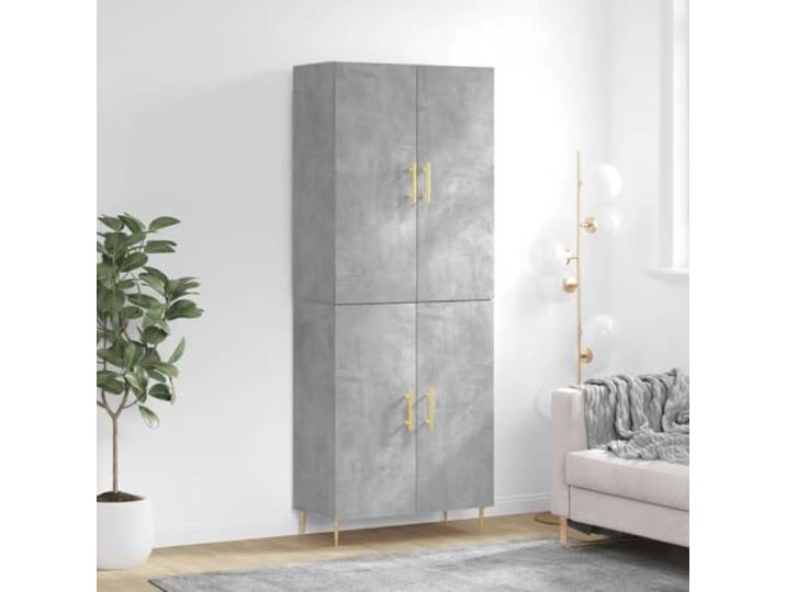 HEFZGDB Highboard Betongrau mit Wandhalterung zur Sicherheit, modernes Design Schrank für Wohnzimmer mit viel Stauraum, aus langlebigem Holzwerkstoff