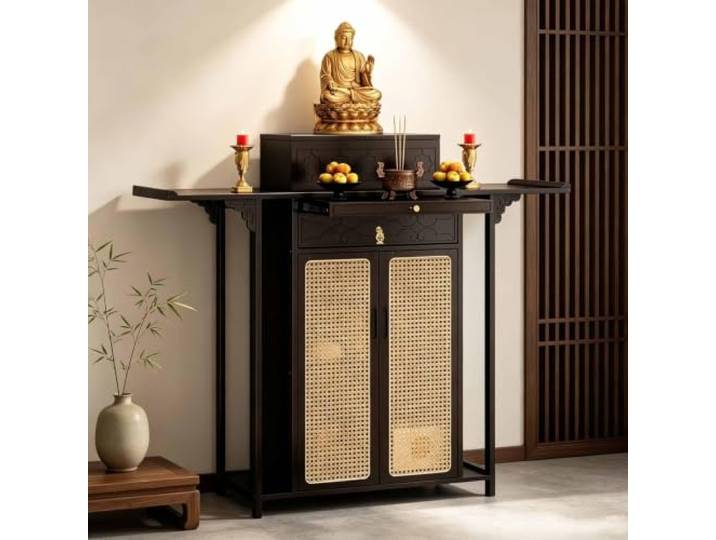 Altartisch, Meditationstisch，Bambus Altarschrank，Opfertisch, Heimschrein Mit Schubladen, Schrank, Puja-Tisch，Hausaltar, Gebetstisch，Buddha-Nischenständer, Für Gebet Meditation Puja