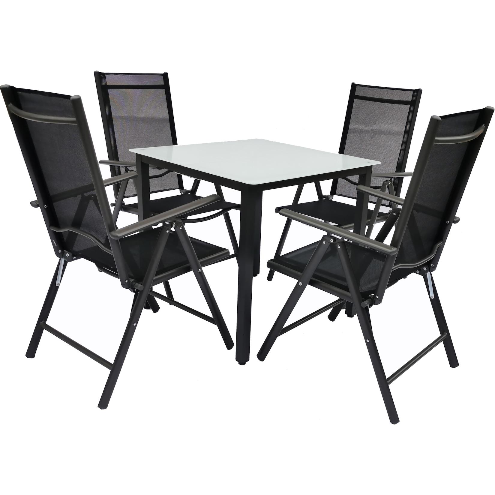 VCM 5-tlg Gartenmöbel Set Sitzgruppe Essgruppe 1xTisch, 4x Stühle Tisch Maße ca. H. 76 x B. 80 x T. 80 cm Garten Set – Stühle 80 MA Miami