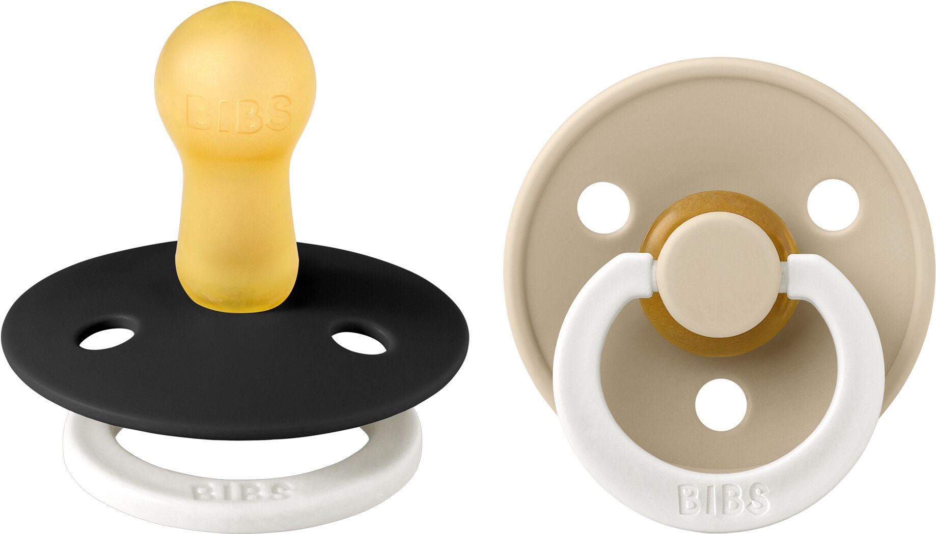 BIBS Pacifier Colour 2 PACK Latex Size 2 Black GLOW/Vanilla GLOW 2 stk