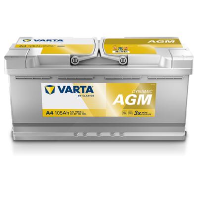 Varta Starterbatterie DYNAMIC AGM 105Ah 950A A4 [Hersteller-Nr. 605901095K262] für Nissan, Hyundai, Genesis, Rolls-royce, Vauxhall, Bentley, Peugeot,