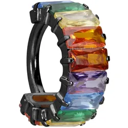 Titan Segmentring Clicker EINGEFASSTE BUNTE KRISTALLRECHTECKE