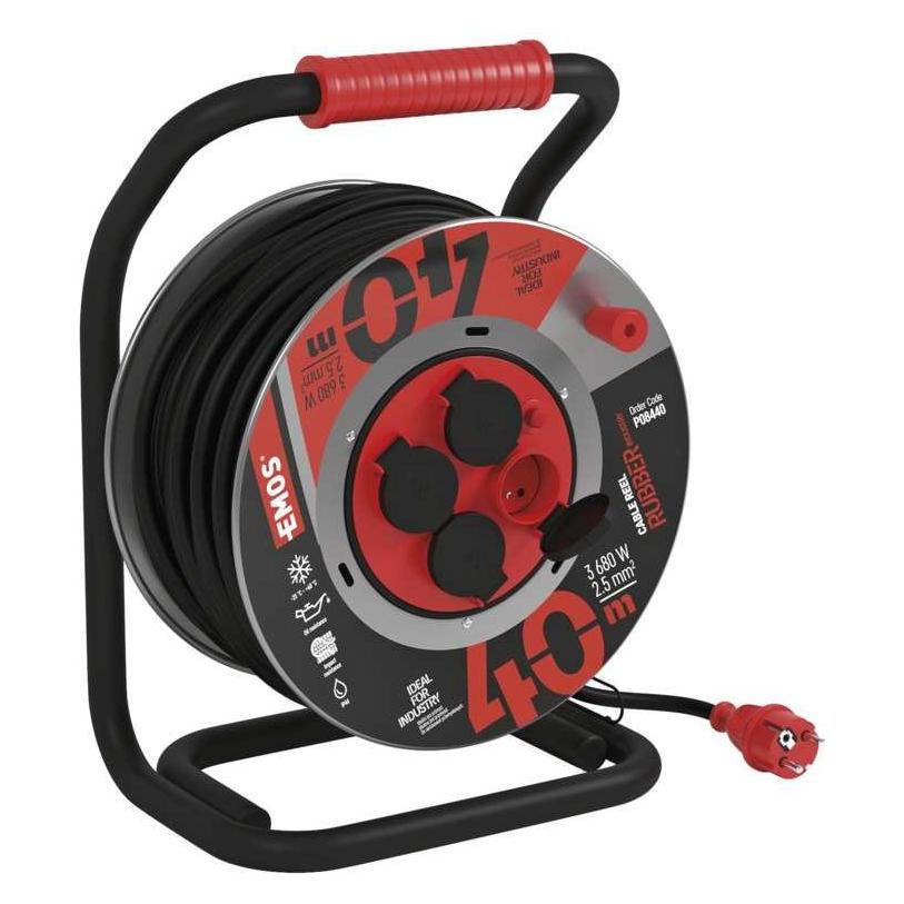Emos P08440 surge protector Black, Red 4 AC outlet(s) (40 m, 2.50 mm²) (P08440)