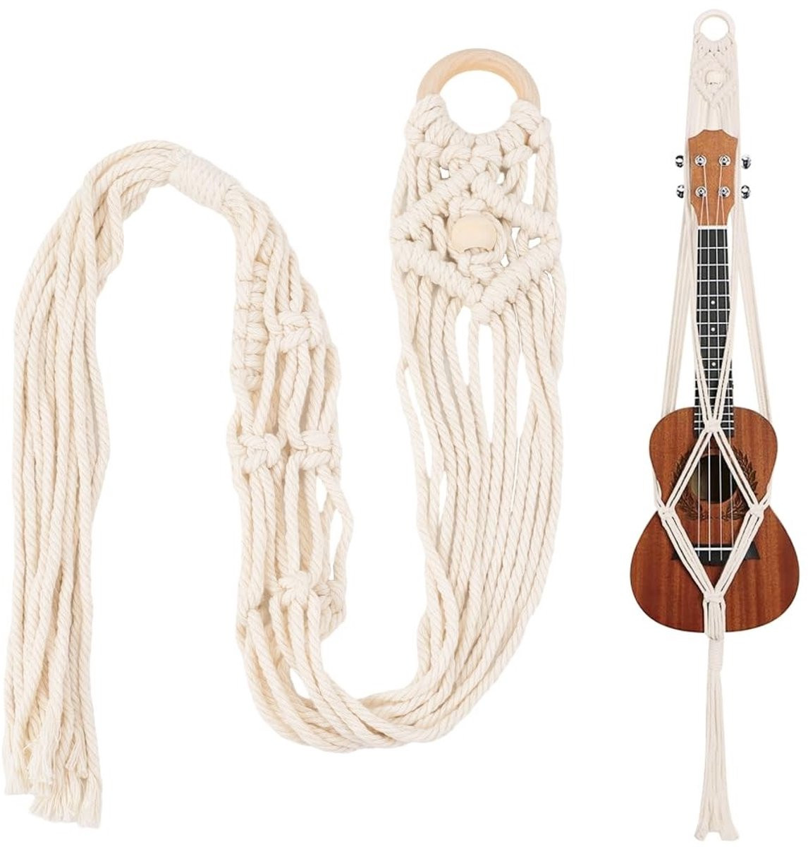 Dailygoods Macrame Ukelele Hanger van Katoen voor Muurdecoratie