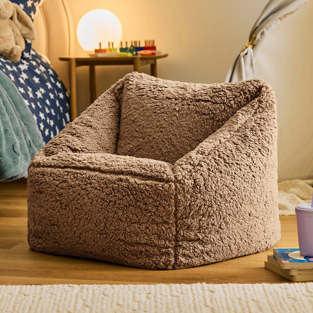 icon Kids Teddy Bear Armchair Bean Bag Natural Childrens Bean Bags Brown Medium