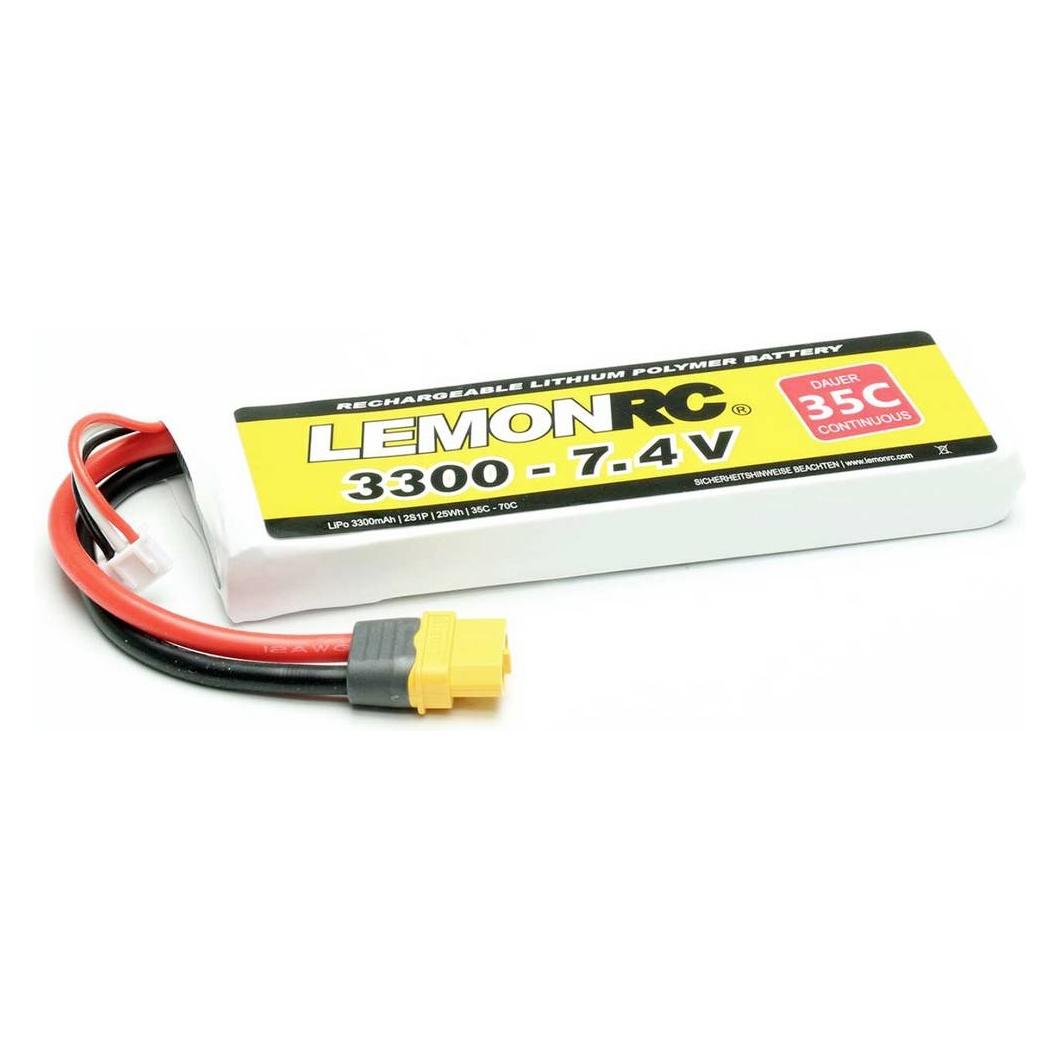LemonRC LRC 2S 3300 - LiPo Akku 3300 - 7.4V (35C) - Akku (3300 mAh, 7.40 V) (15754)