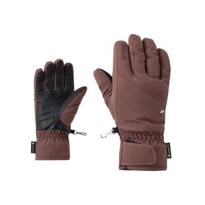 Skihandschuhe ZIENER "KATYMY-Z GORE‑TEX DAMEN", Damen, Gr. 6, braun (chocolate), Kunstfaser, Handschuhe, wasserdicht, winddicht, atmungsaktiv, wärmendes Plüschfutter