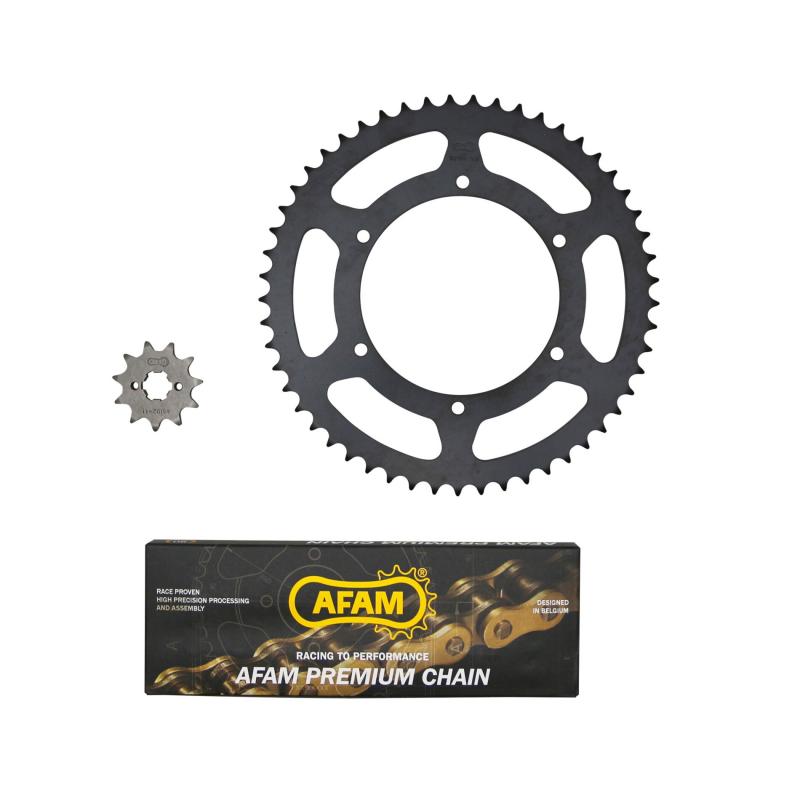 Kit chaîne Afam 11x53 pas 420 Derbi 50 Senda X-treme 13-17 130Maillon