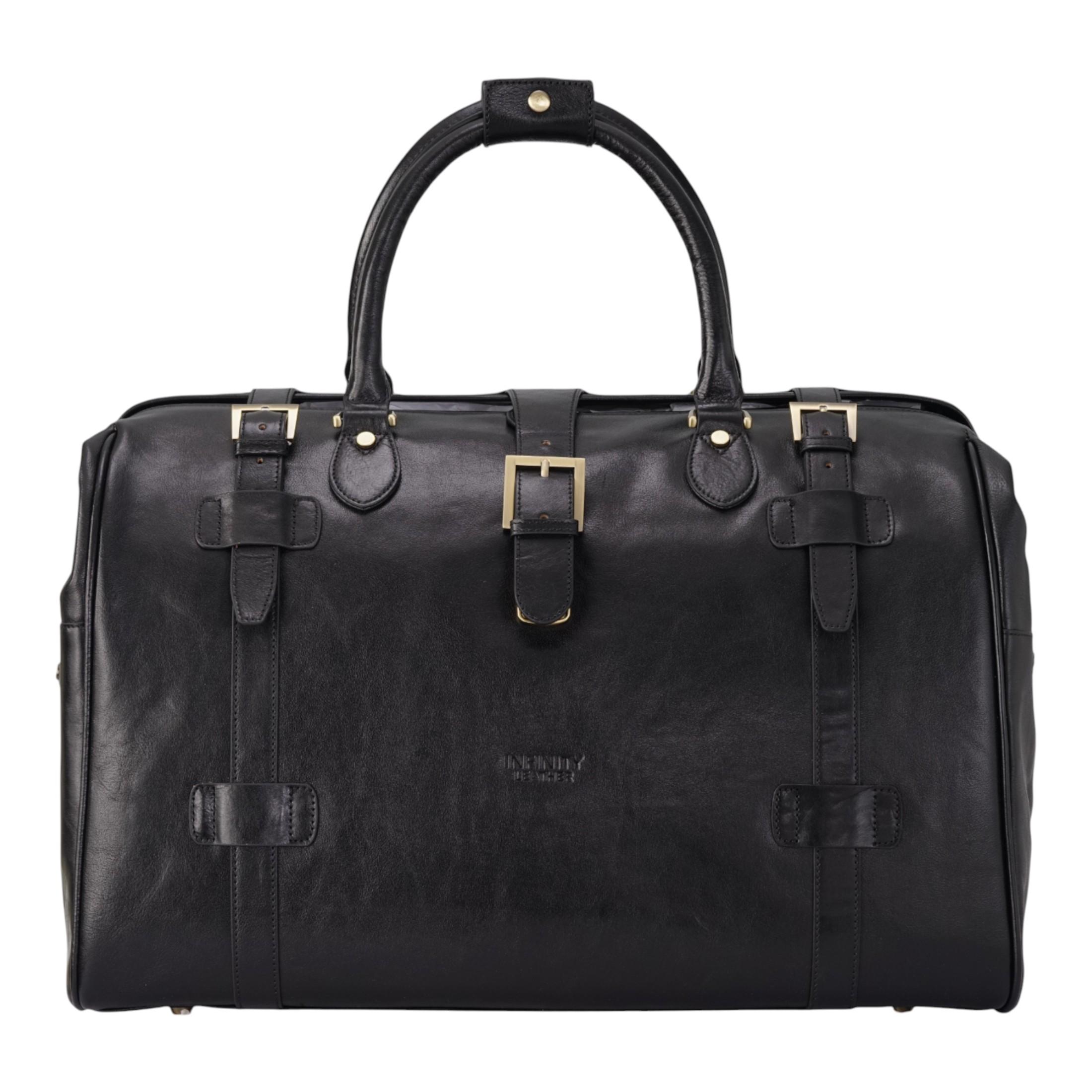 Reisetasche aus echtem Leder, schwarz, Vintage-Stil, für Reisen und Sport – Windsor