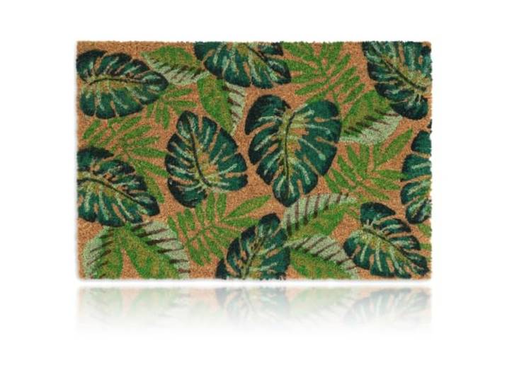 Relaxdays Paillasson Coco\, Tapis avec Feuilles\, 40x60 cm\, antidérapant\, résistant\, intérieur\, extérieur\, Multicolore