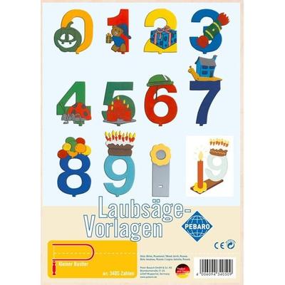 PEBARO 340S - Laubsägevorlage Zahlen, 1 Platte, Größe DIN A4