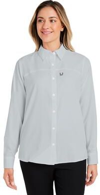 HUK H615006 Athletic Women's Tide Point Long Sleeve Shirt in Harbor Mist size XS   Polyester