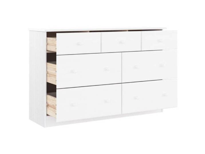 (10139)Moderne Commode ALTA blanc 112x35x73 cm bois massif de pin poid:33.22 kg