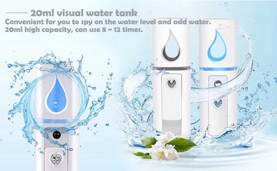 Inspire Essentials Nano Facial Steamer Mist Spray USB Rechargeable Face Hydration Tool x30 Pink