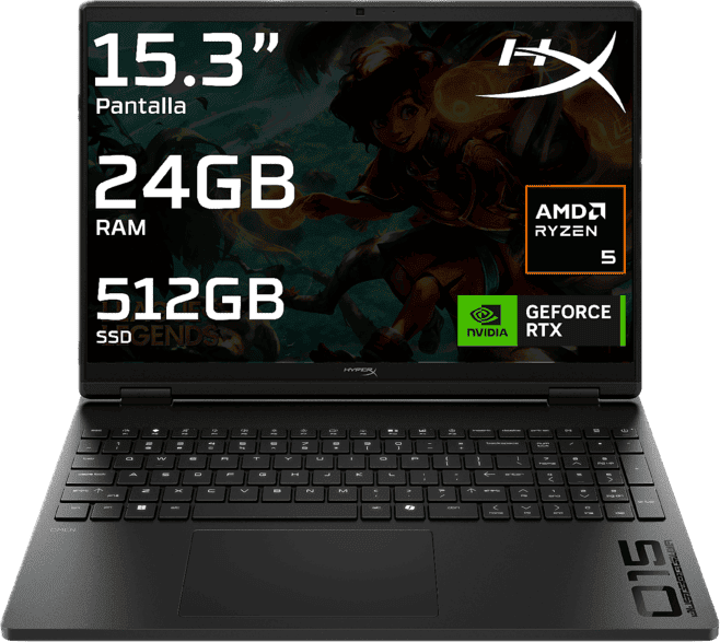 Portátil gaming - HP HyperX OMEN 15-gb0010ns, 15.3" 2K, AMD Ryzen™ 5 240, 24 GB RAM, 512 SSD, GeForce RTX™ 5050, Windows 11 Home