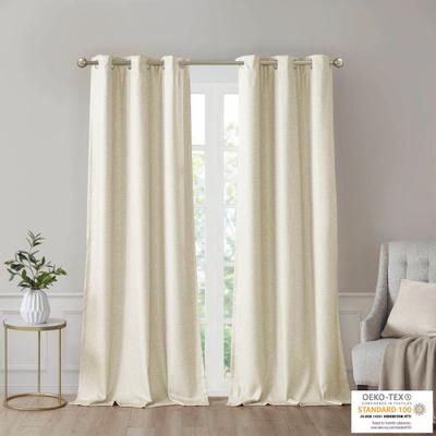 SunSmart Leighton Tonal Printed Faux Silk Total Blackout Curtain Panel Pair
