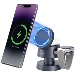 Ideoon 3-in-1 Drahtlose Ladestation (30 W), Wireless Charger, Schwarz
