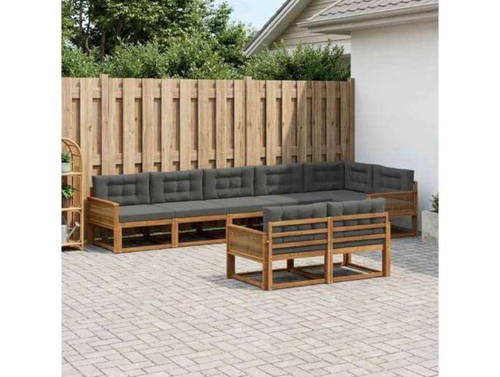 RJPLMFV Modulares Sofa für den Außenbereich, 8-teilig, Akazie, Natur, Anthrazit