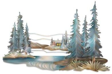 Copper Art Inc. Cabin in the Pines Wall Sculpture Multi Metallic , Multi Metallic