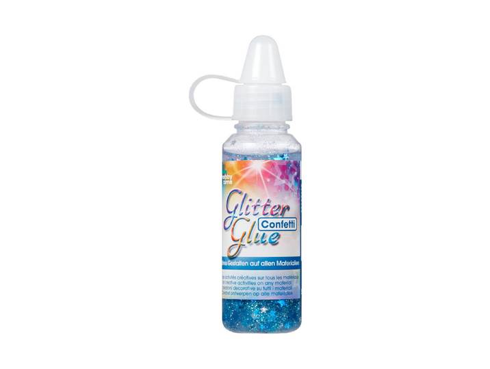 Glorex Glitterglue Confetti Sterne Blau-Silber 53 ml