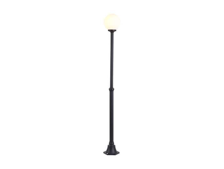 Lampadaire d'extérieur classique noir avec verre opale 210cm IP44