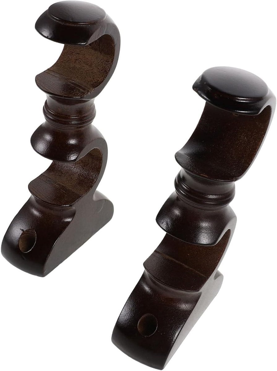 Merkloze houten gordijnroede houders voor raamdecoratie, 15 cm lengte, koffiekleur