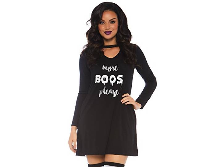 LEG AVENUE 86768 - Jersey Kleid mit More Boos Applikation, Größe M (Schwarz)