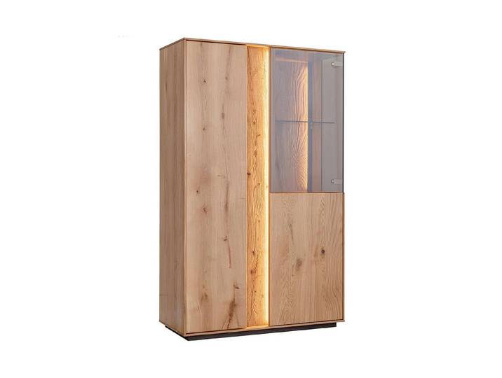 Xlmoebel Vitrine Braune LED-Vitrine aus Holzfurnier mit eleganter Beleuchtung (1-St., Vitrine) Hergestellt in Europa