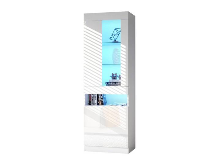 Flieks Vitrine, LED-Beleuchtung, Glas, Weiß, 40x180x50 cm, Esszimmer, Vitrinen, Vitrinenschränke