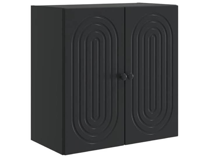 GFEROMRF Wandschrank Schwarz 59 x 31 x 60 cm Holzwerkstoff Vintage-Charme, wandmontiert, Pendeltüren, viel Stauraum, Holzwerkstoff