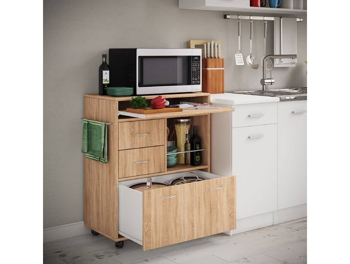 Desserte avec roulettes Kicha 70 x 86 x 40cm Bois/Imitation chêne de Sonoma