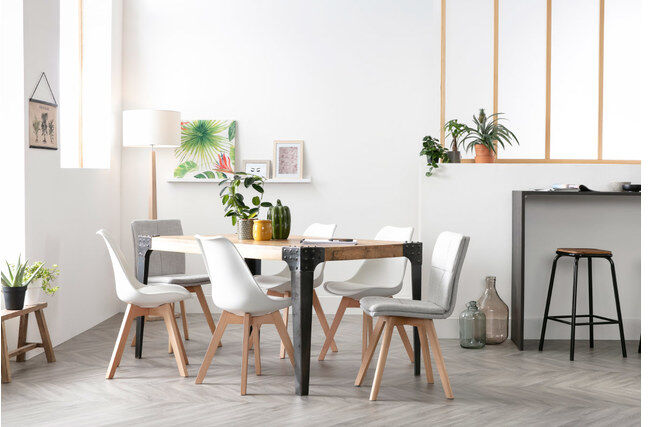 Miliboo Industrieller Esstisch Stahl und Holz L160 MADISON