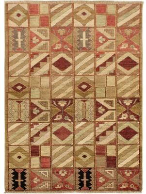 Treasured Knots Rustica Mosaic Gabbeh Hand-Knotted Wool Area Rug
