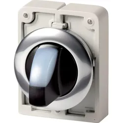 Eaton 187026 Leuchtwahltaste, RMQ-Titan, mit Knebelgriff, rastend, 2 Stellungen, weiß, Frontring Metall M30C-FWRLK-W