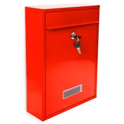 Relaxdays Briefkasten Design 35 cm Farbauswahl Rot,Silber