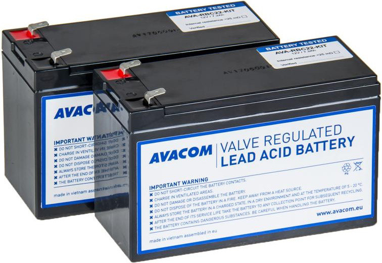 AVACOMtech RBC22 set voor batterijvervanging met 2 VRLA gel batterijen, Zwart