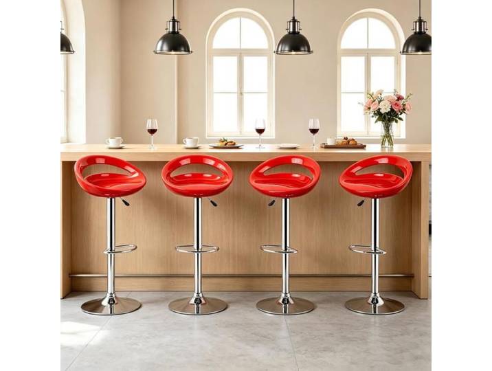 PIPIPOXER Lot 4 Tabourets de Bar Vif Vérin SGS Réglables Rotatifs 360° pour Famille Nombreuse Café de Quartier 43x43x81/101